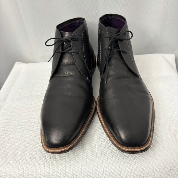 Ted Baker Boots Men\'s Size 16 Torsdi 4 Black Pebbled Leather Lace Up Chukka main image 6